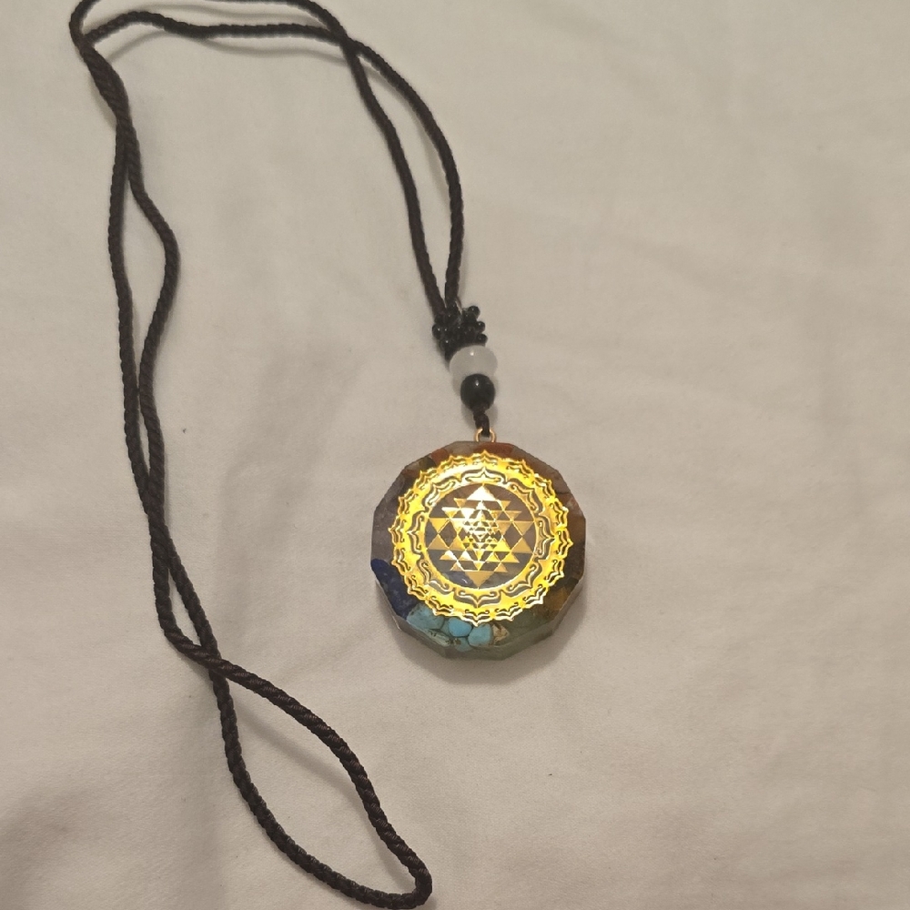 Gold and Blue Pendant Necklace
